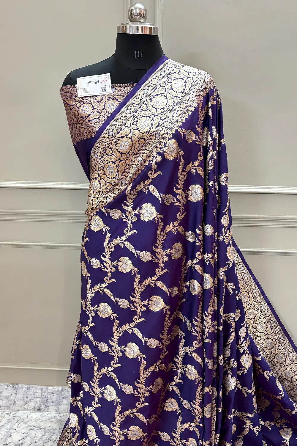 Purple Miracle Jaal Katan Silk Banarasi Saree