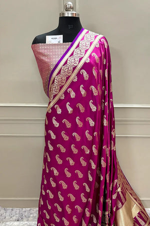 Purple Unicorn Buti Katan Silk Banarasi Saree