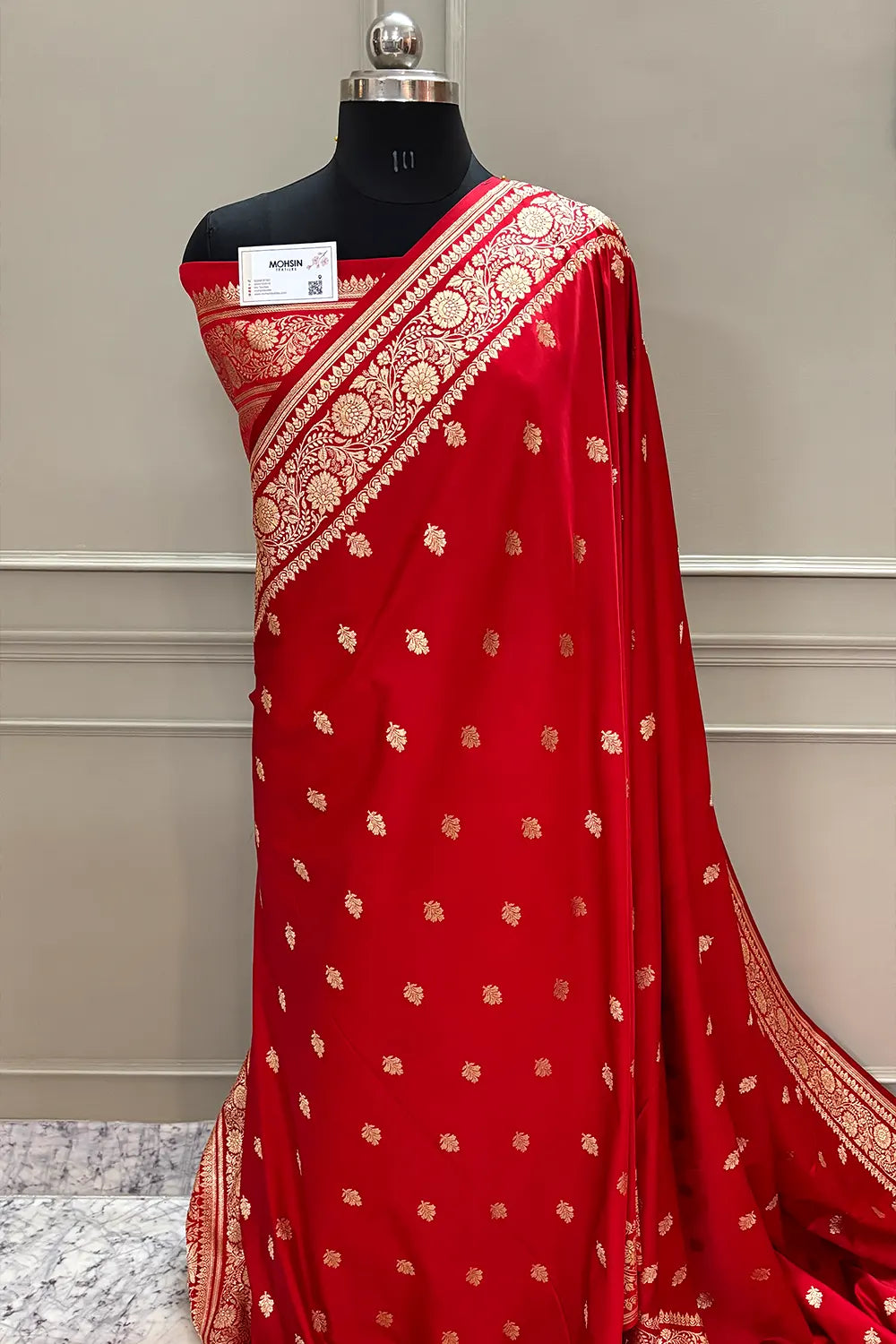 Red Golden Zari Katan Silk Banarasi Saree