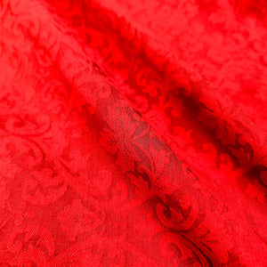 Red Tanchoi Dupion Silk Banarasi Fabric