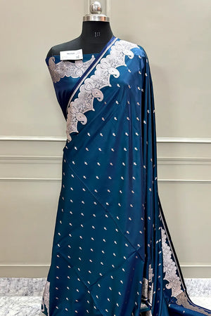 Teal Deepak Buti Katan Silk Banarasi Saree