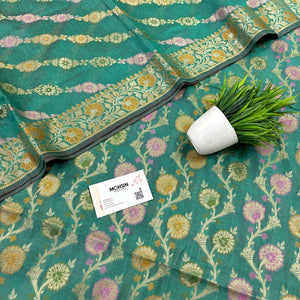 Teal Sindhuri Phool Resham Silk Banarasi Suit