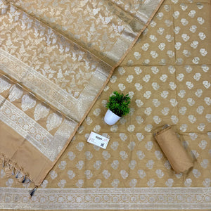 Beige Shringar Katan Silk Banarasi Suit