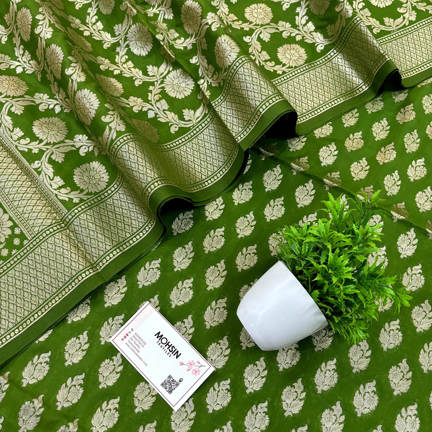 Mehendi Guldaan Katan Silk Banarasi Suit