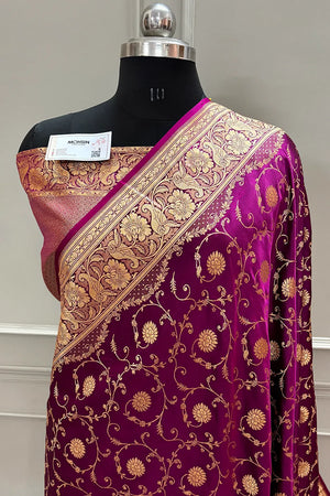 Purple Murerwa Daal Katan Silk Banarasi Saree