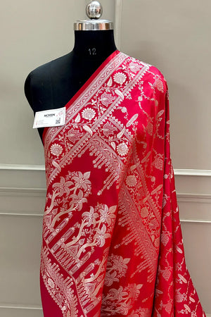 Red Masakali Katan Silk Banarasi Saree