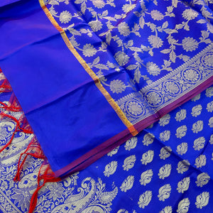 Royal Blue Holika Satin Silk Banarasi Suit