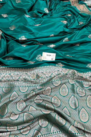 Teal Kohinoor Buti Katan Silk Banarasi Saree