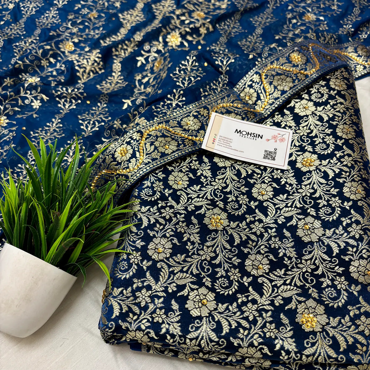 Blue Stone Work Kimkhab Silk Banarasi Gharara