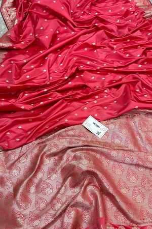 Peach Jadi Buti Katan Silk Banarasi Saree