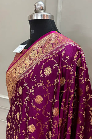 Purple Murerwa Daal Katan Silk Banarasi Saree