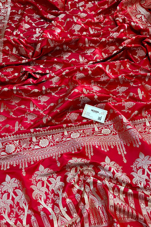 Red Masakali Katan Silk Banarasi Saree
