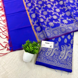 Royal Blue Holika Satin Silk Banarasi Suit