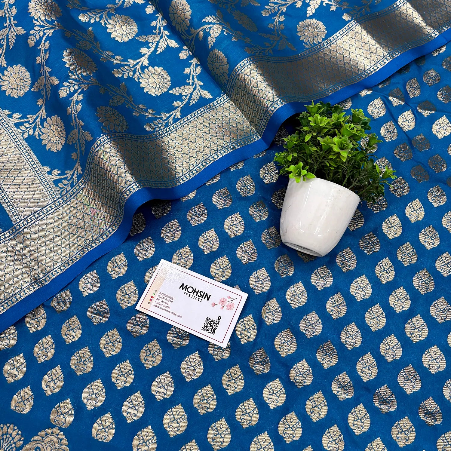 Firozi Gumbad Buti Katan Silk Banarasi Suit