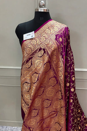 Purple Murerwa Daal Katan Silk Banarasi Saree