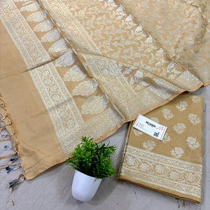 Beige Shringar Katan Silk Banarasi Suit