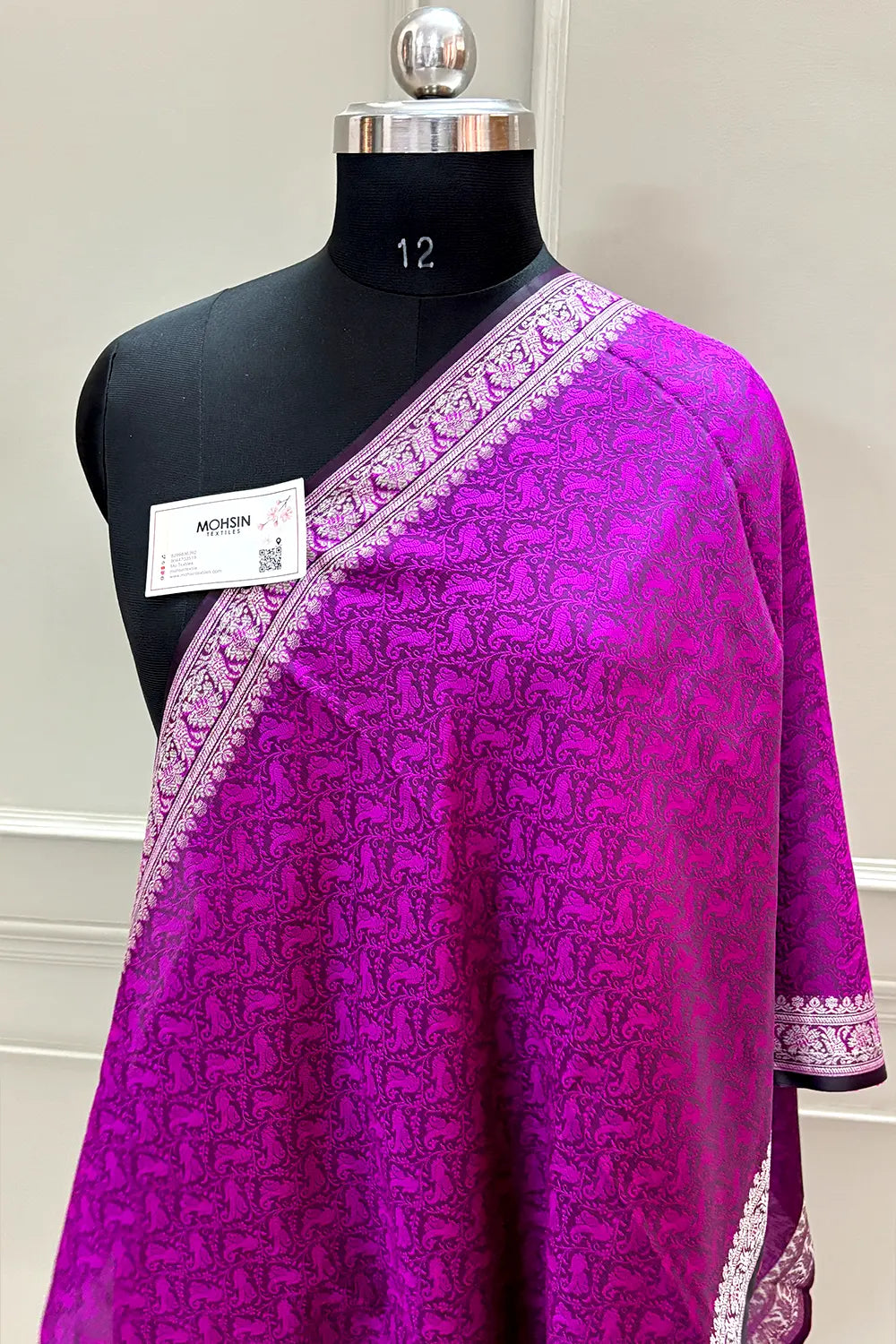 Magenta Resham Zari Silk Banarasi Stole