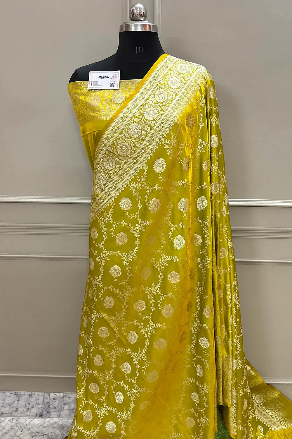 Pista Pankhuri Jaal Katan Silk Banarasi Saree