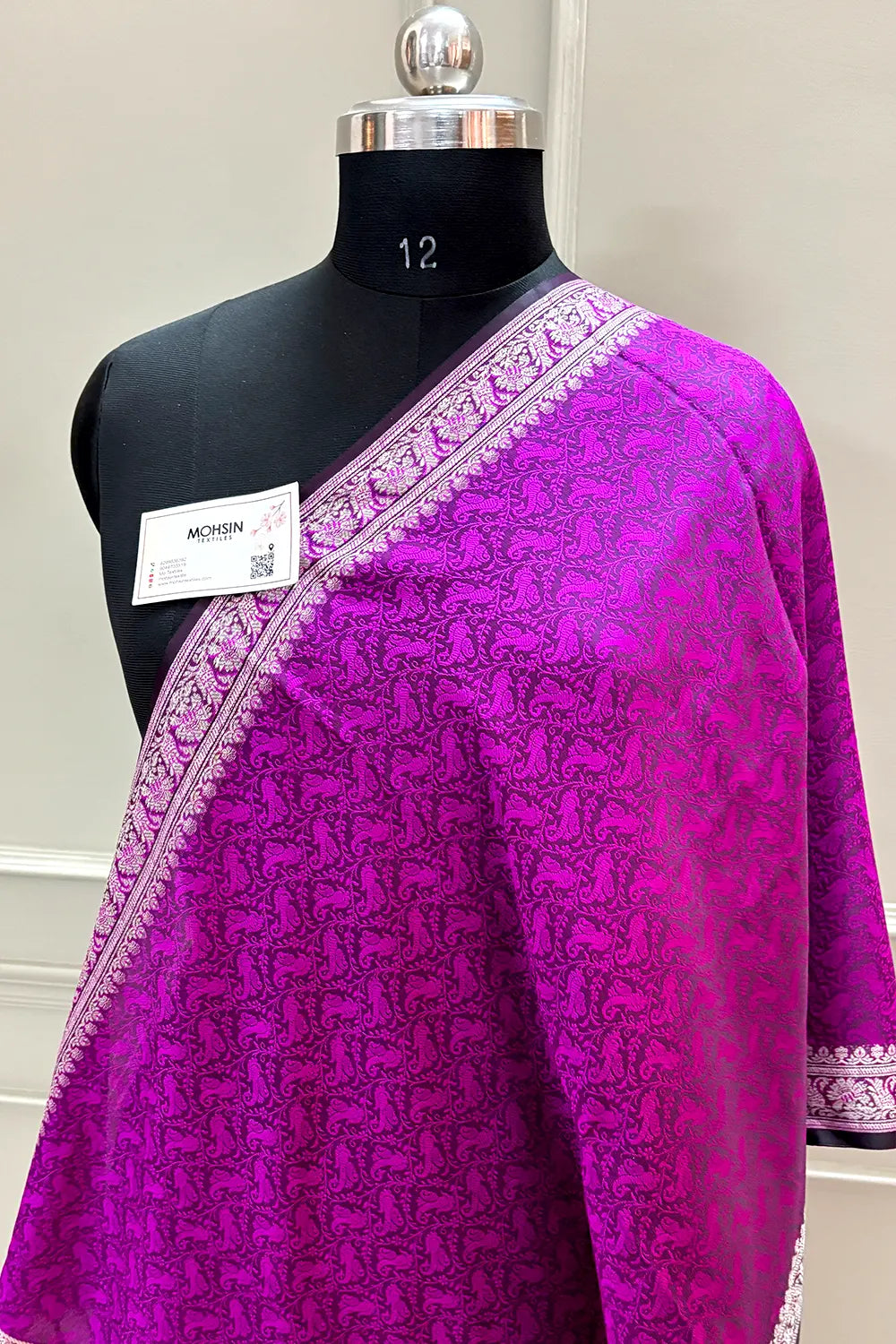 Magenta Resham Zari Silk Banarasi Stole