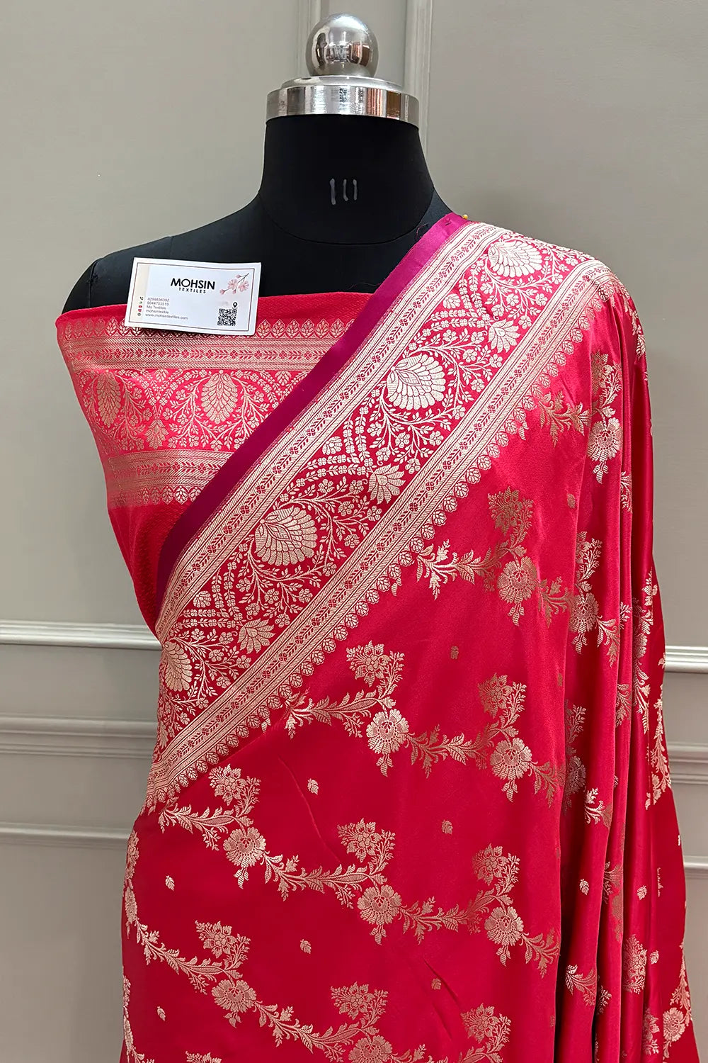 Peach Papakipari Katan Silk Banarasi Saree