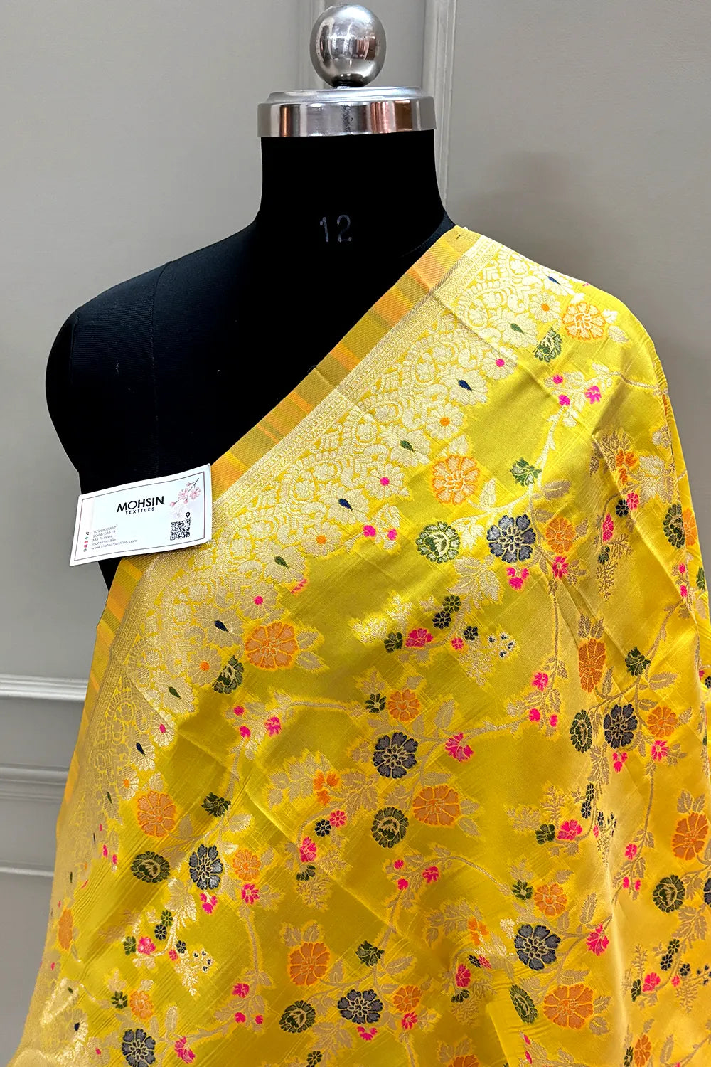 Yellow Golden Zari Katan Silk Banarasi Dupatta
