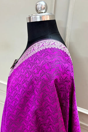 Magenta Resham Zari Silk Banarasi Stole