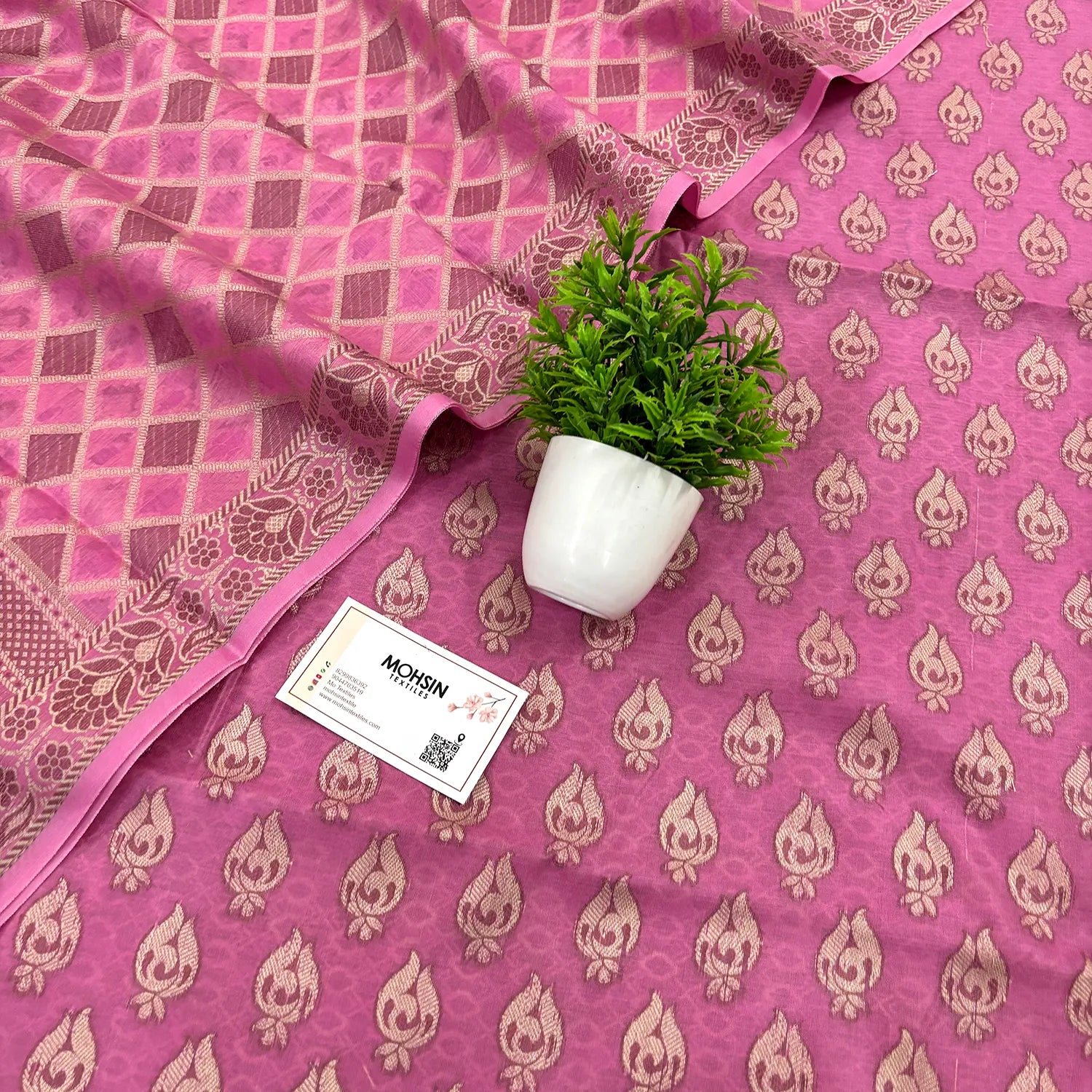 Pink Hukum Fire Cotton Silk Banarasi Suit