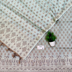 Mint Green Surahi Buti Cotton Silk Banarasi Suit