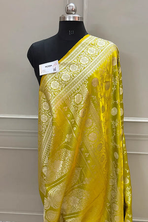 Pista Pankhuri Jaal Katan Silk Banarasi Saree