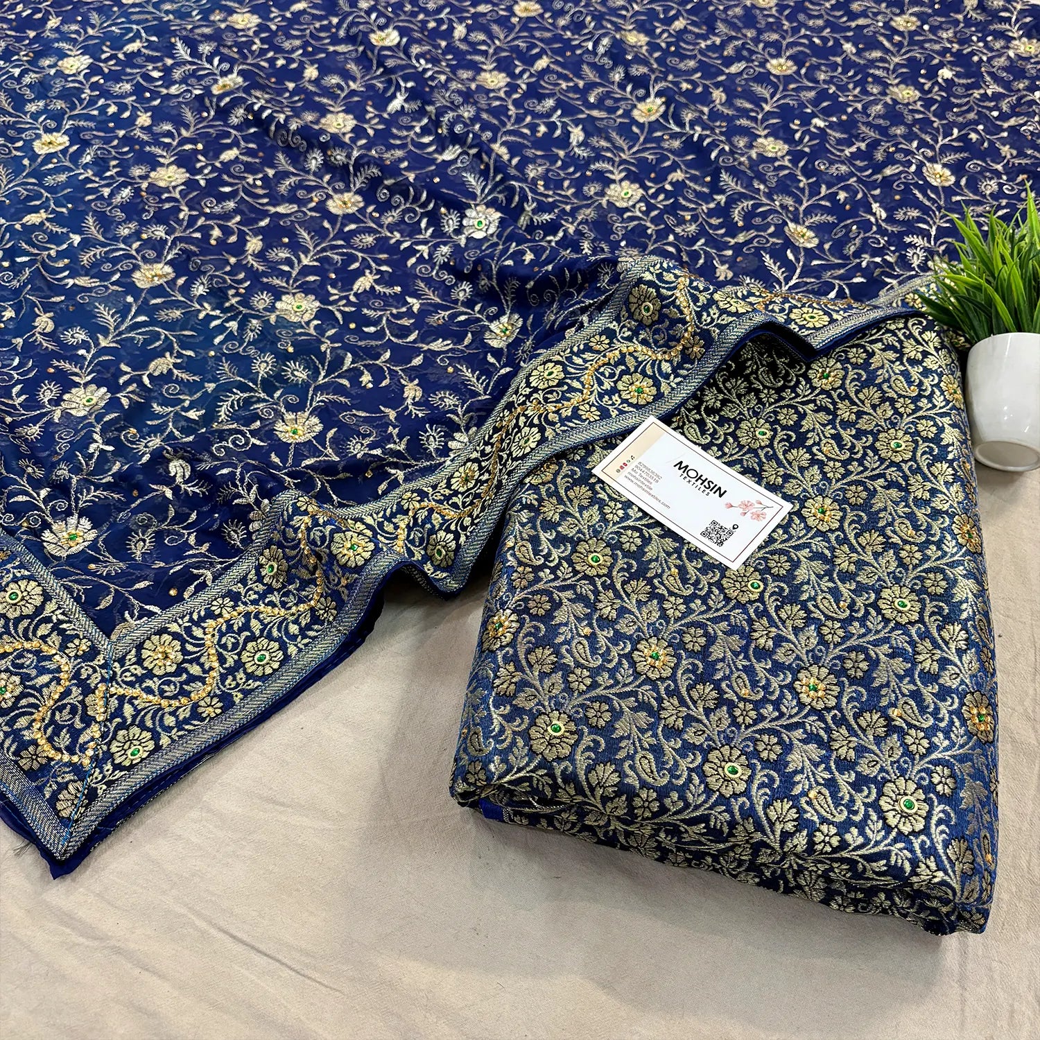 Dark Firozi Stone Work Kimkhab Silk Banarasi Gharara