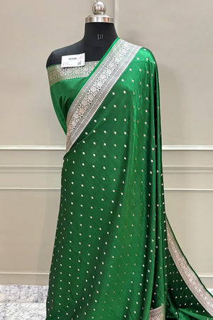 Green Chitrani Buti Katan Silk Banarasi Saree