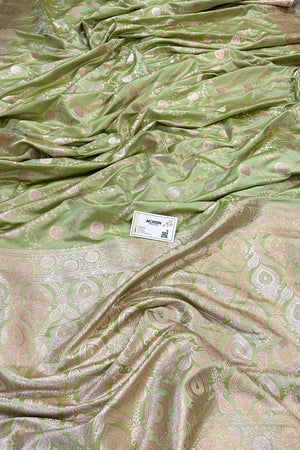 Pista Ropeway Jaal Katan Silk Banarasi Saree