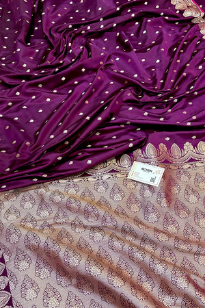 Purple Jadi Buti Katan Silk Banarasi Saree