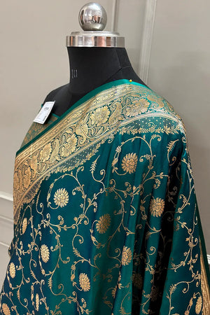 Teal Murerwa Daal Katan Silk Banarasi Saree
