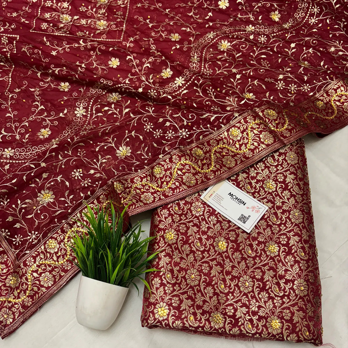 Maroon Stone Work Kimkhab Silk Banarasi Gharara