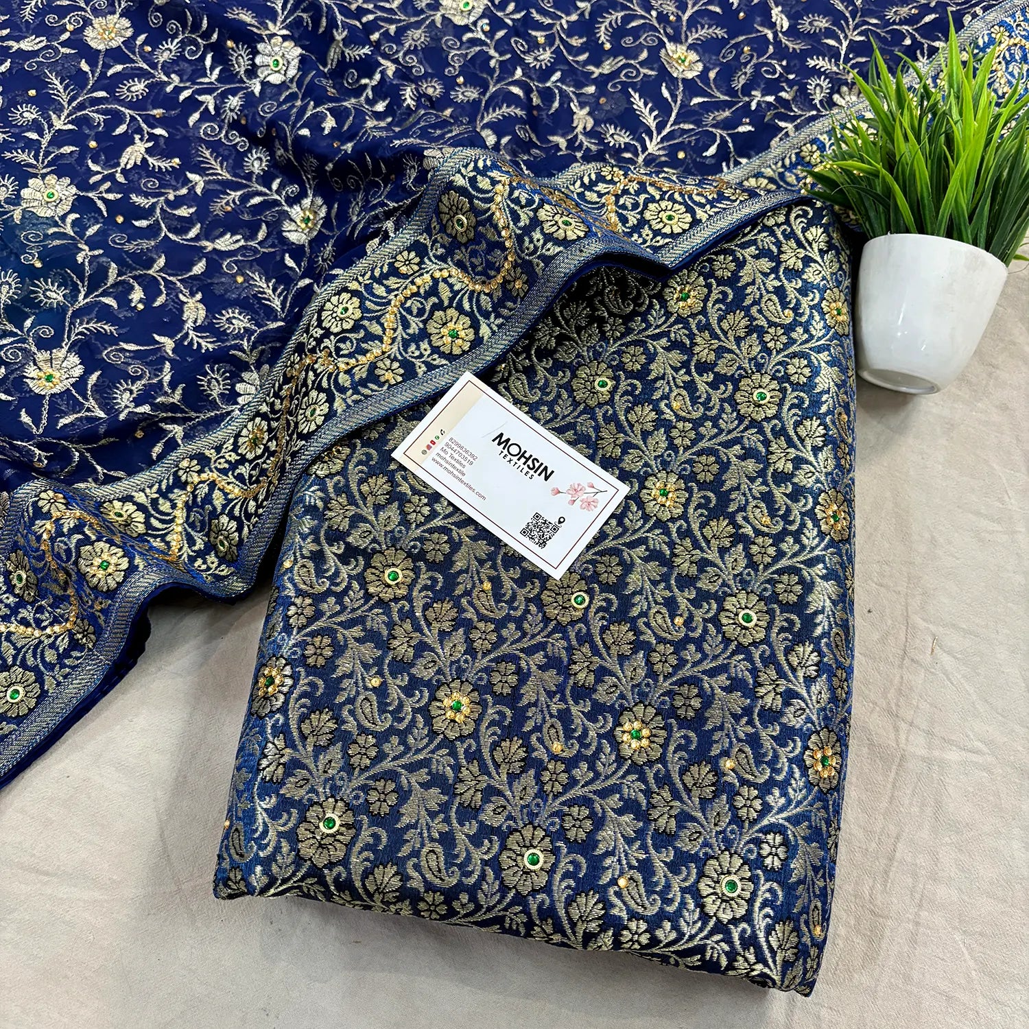 Dark Firozi Stone Work Kimkhab Silk Banarasi Gharara