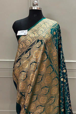 Teal Murerwa Daal Katan Silk Banarasi Saree
