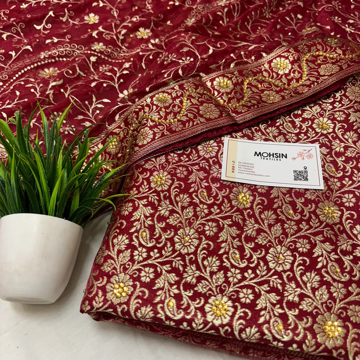 Maroon Stone Work Kimkhab Silk Banarasi Gharara