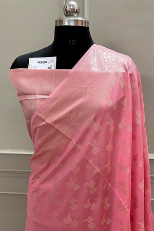 Peach Daab Buti Chanderi Silk Banarasi Saree