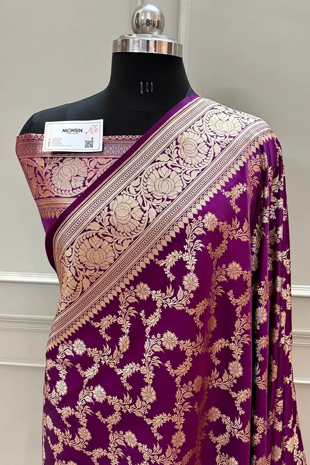 Purple Moglai Jaal Katan Silk Banarasi Saree