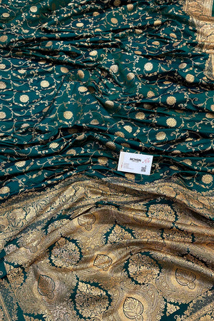 Teal Murerwa Daal Katan Silk Banarasi Saree
