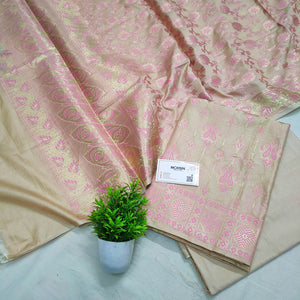 Beige Pink Meena Katan Silk Banarasi Suit