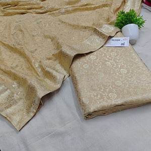 Beige Golden Zari Kimkhab Silk Banarasi Gharara