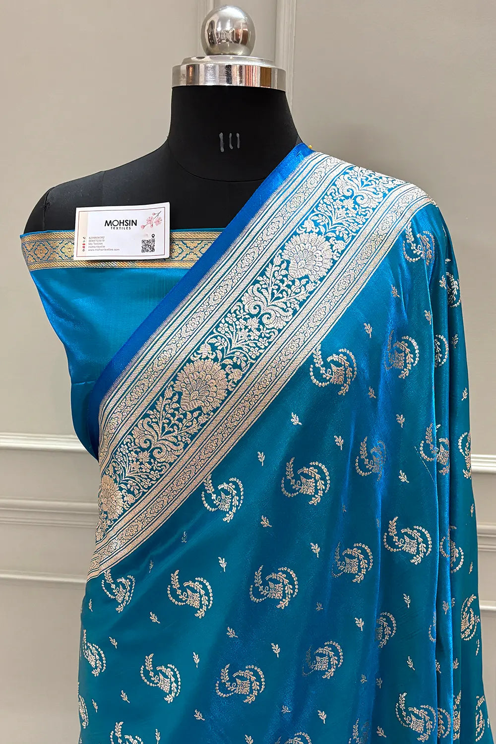 Firozi Galaxy Buti Katan Silk Banarasi Saree