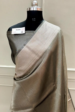 Grey Golden Zari Tissue Silk Banarasi Saree
