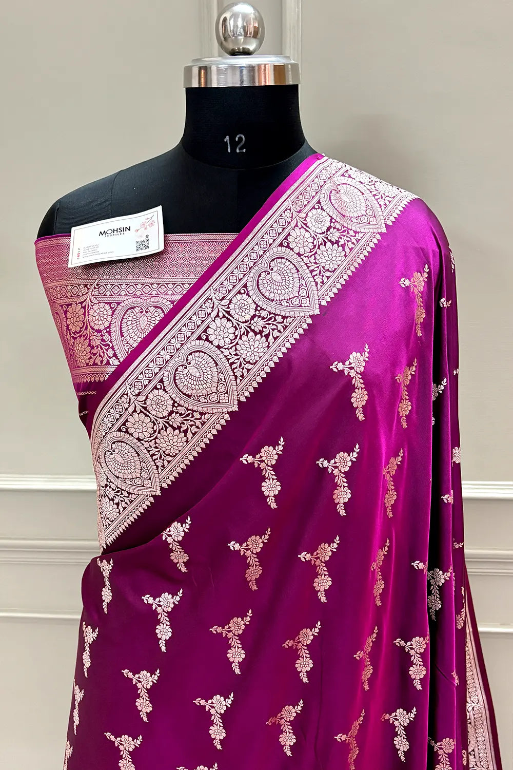 Magenta Golden Zari Katan Silk Banarasi Saree