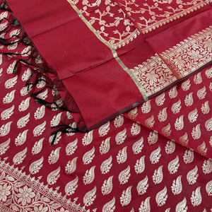 Maroon Agnipath Buti Satin Silk Banarasi Suit