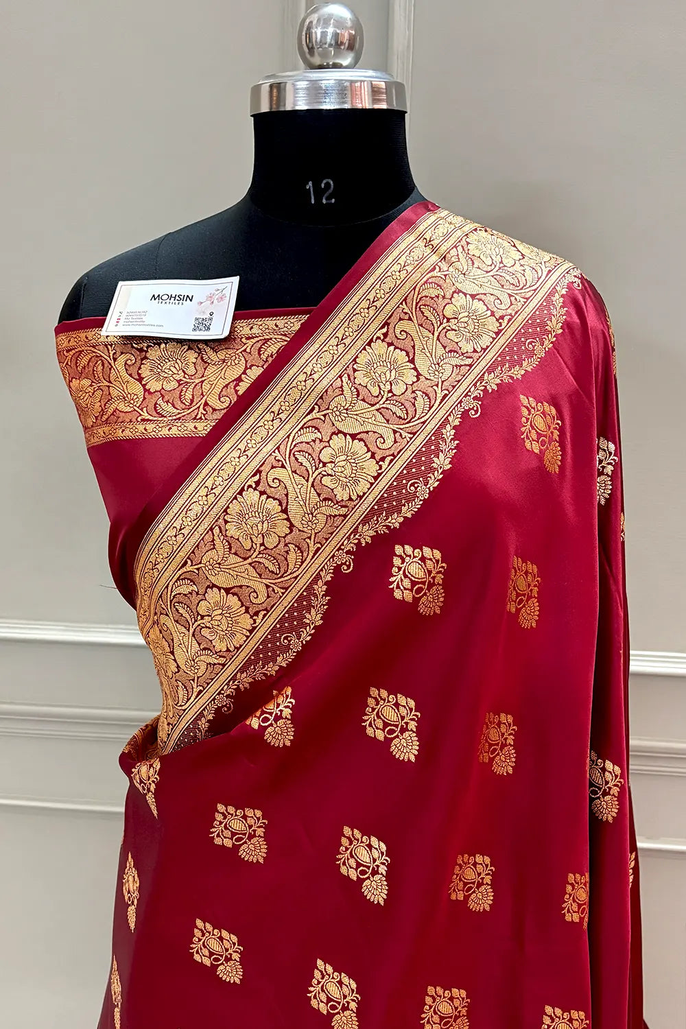 Maroon Golden Zari Katan Silk Banarasi Saree