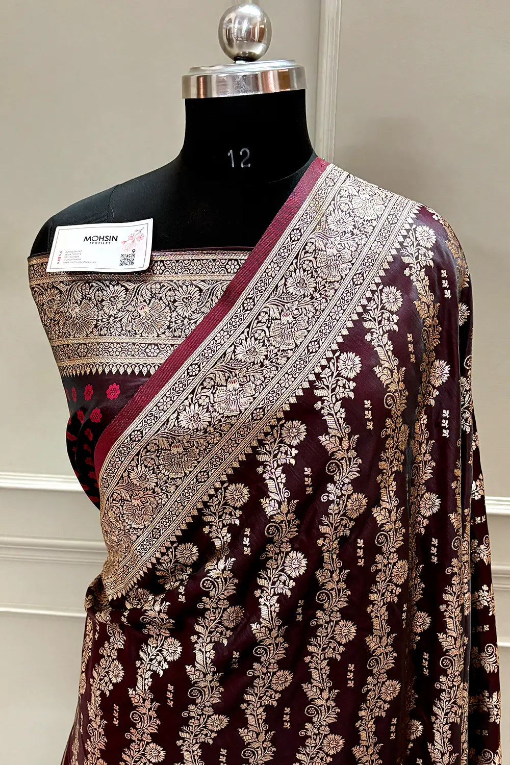 Maroon Golden Zari Katan Silk Banarasi Saree