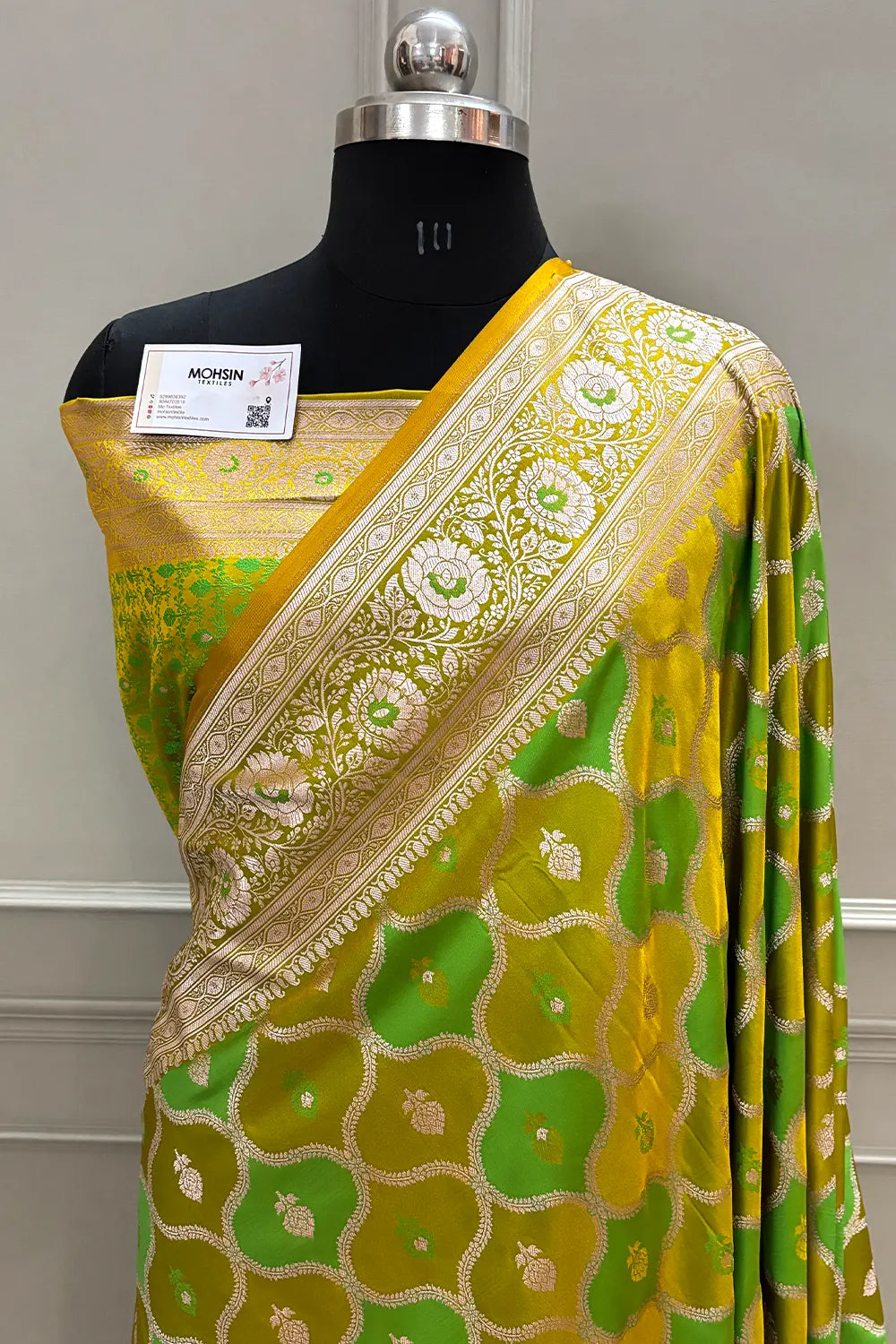 Mustard Ghulam Buti Katan Silk Banarasi Saree